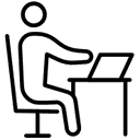 person sitting at desk icon